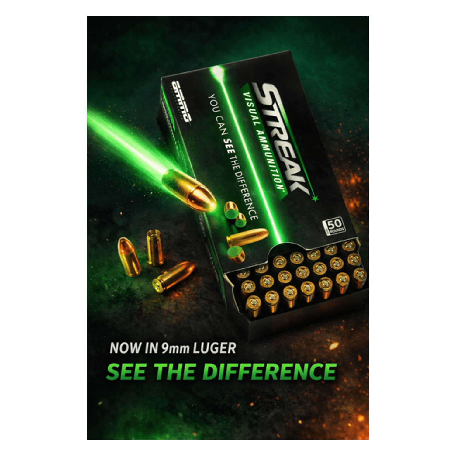 Streak Visual Ammunition – 9mm Luger Tracer Rounds by Ammo Inc.